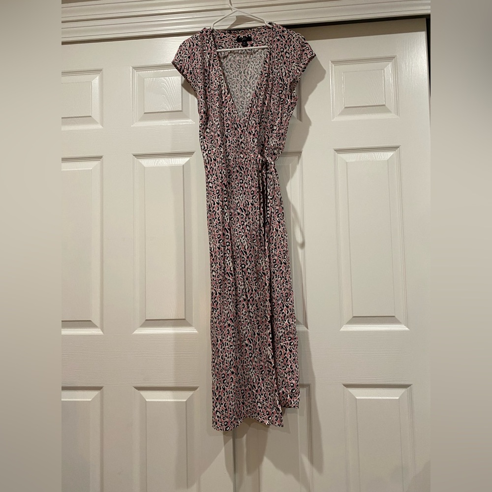 J. Crew pink leopard print wrap dress
